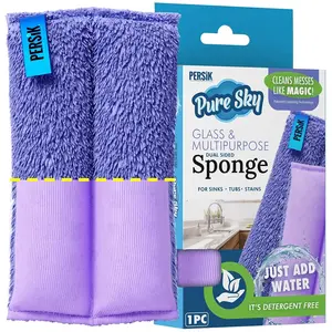 Pure-Sky Ultra Microfiber Cleaning Sponge for Glass and Multiuse - 2-in-1, Just Add Water, No Detergents