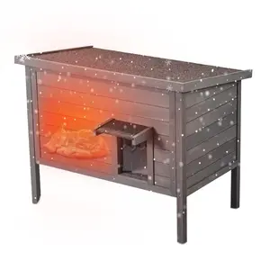 VEVOR Outdoor Cat House Weatherproof, Feral Cat Shelter for Multiple Cats, Outdoor Wooden Cat Rabbit House with PVC Door Flaps and Open Roof, 21Lx 17Wx 17H