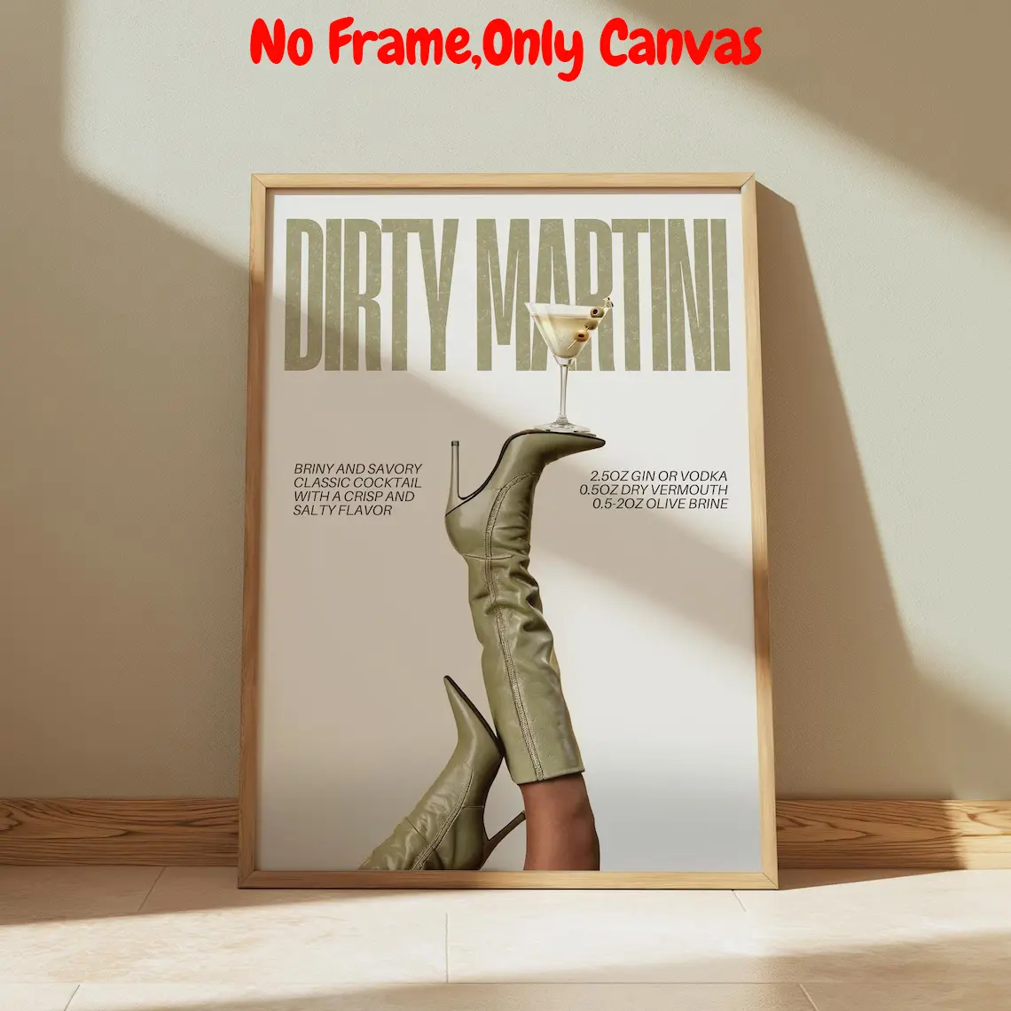 Vintage Retro Unframed Wall Art Poster of Dirty Martini Cocktail Artistic Print for Home Decor Products and Bar Lounge Decor, Modern Trendy Coffee Shop and Living Room Artwork, Gift