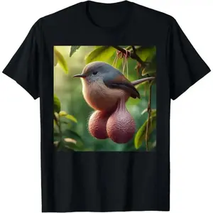 Men's Premium Balls Bird Meme Crewneck T-Shirt - Black, Short-Sleeve, Round Neck, Casual Streetwear Top, Classic Fit, Everyday Comfort Sports Top