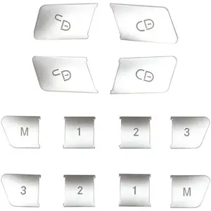 Silver Lock Unlock Button Cover Seat Memory Door Patch Switch Trim Interior Auto Decoration Replacement for Mercedes Benz GLK ML GL A B C E Class C117 GLA CLA CLS GLE GL GLS Accessories