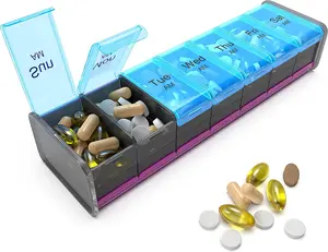 Bexeen XL Pill Organizer – Holds Everything You Need with Ease! Double-sided, extra-large pill box for AM/PM vitamins and supplements