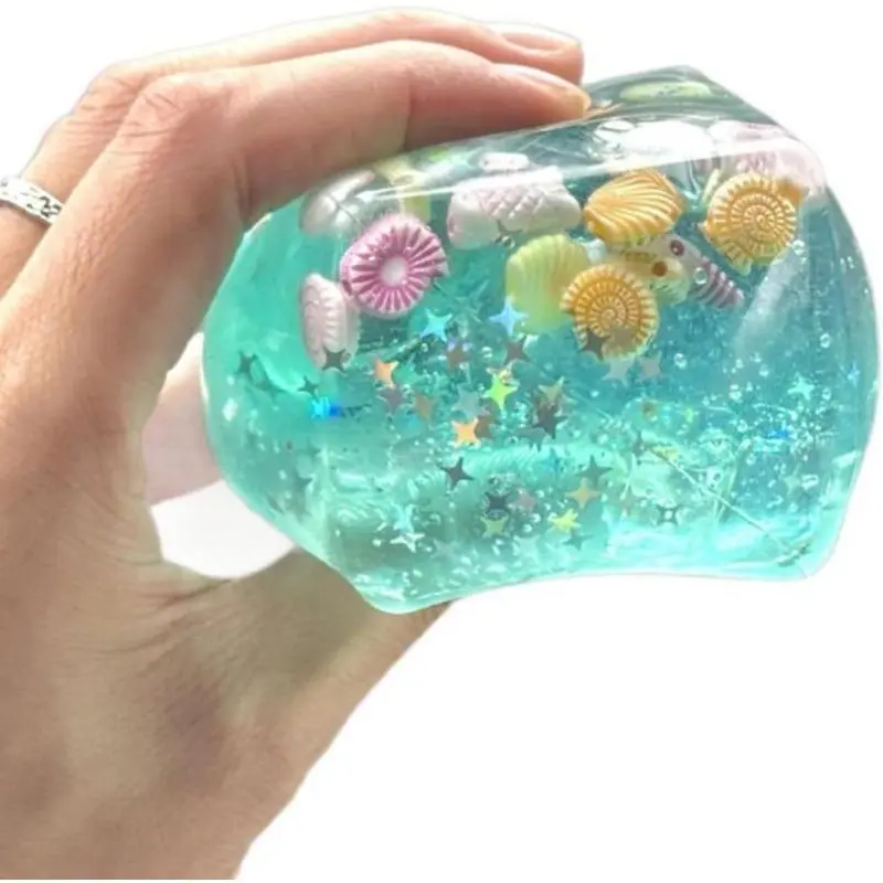 Marine Shells Ice Cube Stress Ball Fidgets Set - 5cm (1.97in) Palm Size TPR Rubber, Slow Rising Squeeze Toys with Buttons, Switches, Textures, Desk Companion for Anxiety Relief, Party Gifts for Kids