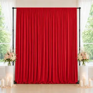 Spandex Backdrop Curtain Red 10ft x 10ft, 4-Way Stretch Wrinkle-Free Photo Booth Backdrop with Rod Pockets for Wedding & Events