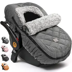 Car Seat Cover Baby: Winter Infant Carseat Canopy for Boy Girl Newborn, Zipper Peeping Window, Warm Cozy Cold Weather Waterproof Fitted, Heather Grey