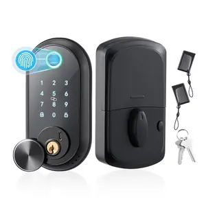 Fingerprint Door Lock, Electronic Biometric Deadbolt With Touchscreen, Auto Locking, One-Time Code, Anti-Peeking Password, Keyless Entry Door Lock With IC Cards, For Home, Apartment, Matte Black