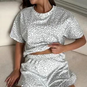 Stretchy Milk Silk Leopard Loungewear Set | Wearable Outside Pajamas