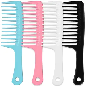 4PCS Wide Tooth Detangling Comb, Large Hair Styling Comb for Curly, Wet, Long Hair (Multi-colored, Polypropylene, Handgrip)
