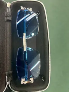 Real 925 Silver Big C VVS D MOISSANITE Blue Sunglasses - Iced Buffs Glasses