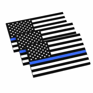 3 Pack USA Flag Decal with Thin Blue Line – For Vehicle, Laptop, Toolbox, Window. Weatherproof Vinyl Sticker Set.