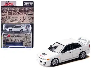 Mitsubishi Lancer RS Evolution IV RHD "MonStar" White "Initial D" (1995-2013) Manga 1/64 Diecast Model Car by Hobby Japan