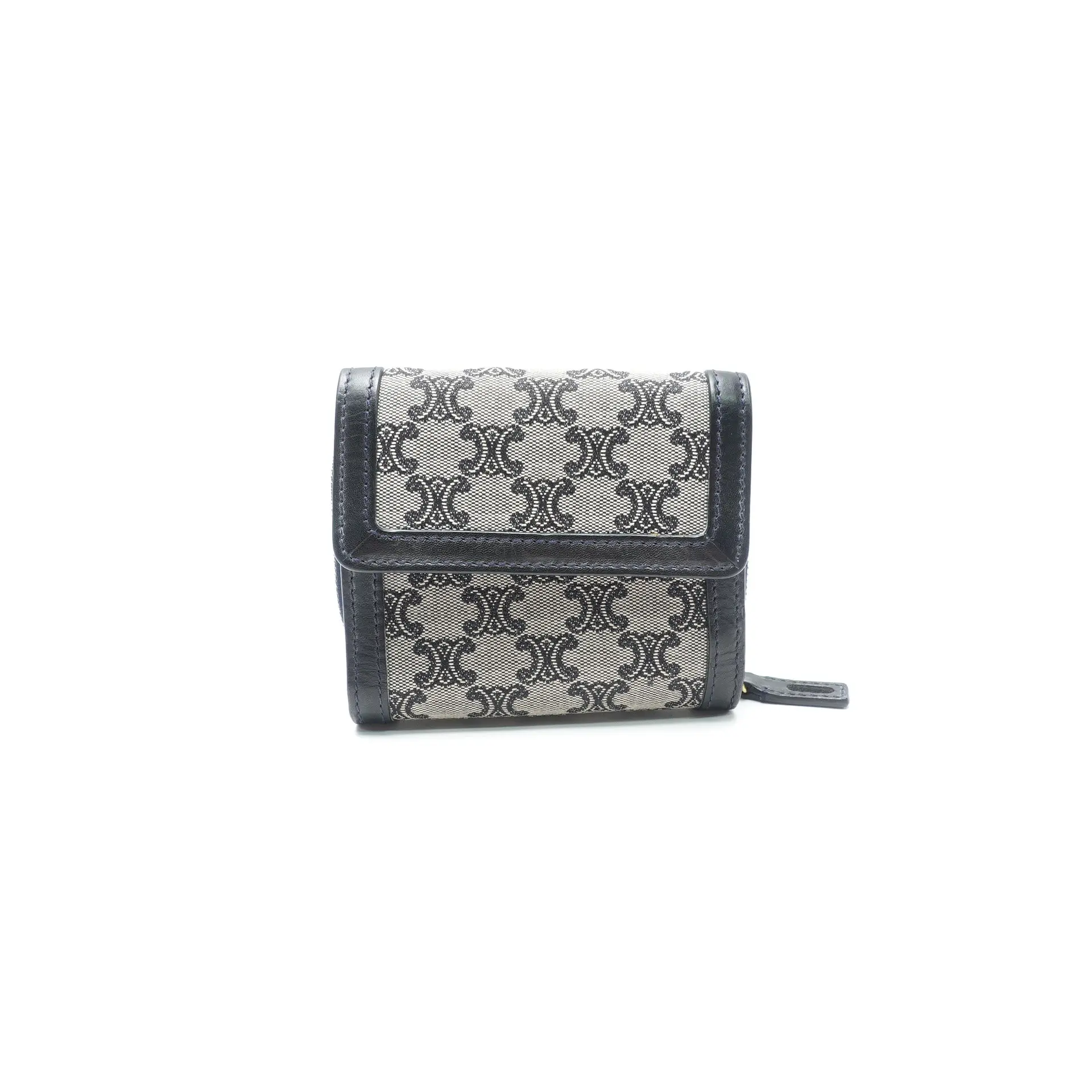 Pre-owned Celine Canvas Small Leather Goods Blue Coated Wallet T10434146