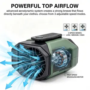 2026 Portable Waist Fan Rechargeable, Wearable Belt Clip Fan with Long Battery Life & Built-in Flashlight, Hands Free Cooling Fan for Work, Hiking, Fishing & Night Fishing