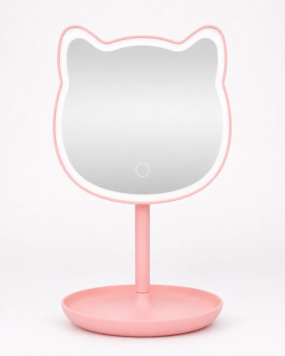 Pink LED Cat Mirror, Home Decor Wall Mirror, Stylish Pet-Themed Home Supply