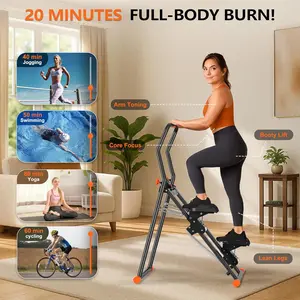 2.0 Stair Stepper for Home Gym, 3-Level Adjustable Resistance Vertical Climber Machine, Full-Body Cardio Workout Equipment with Adjustable Handlebar & Pedals, 90% Pre-Assembled Stair Climber