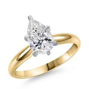 0.70-5 Cttw 14K Gold IGI Certified Lab Grown Diamond Solitaire Engagement Ring For Women | Pear Shape | E-F Color | VS1-VS2 Clarity | Sizes 5, 6, 7, 8, 9
