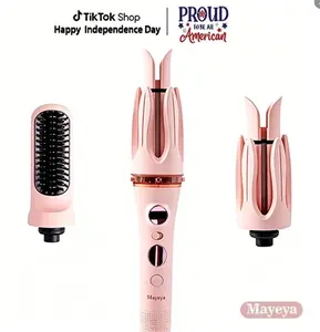 Mayeya Pink Flawless Instant Naturalwaves Automatic Curler with LED Display & Adjustable Temperature Settings 300℉-420℉ Portable Travel Ready Dual Voltage 120-240V curling irons straightener diffuser curly hair hair curler hair styling tools2388