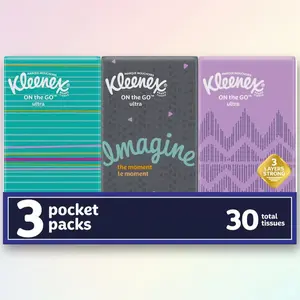 Kleenex On-The-Go 3-Ply Facial Tissue 6pk 10ct - Portable Facial Tissue, 3-Ply, for On-The-Go, 6 Pack, 10ct Each, Travel-Friendly, Compact