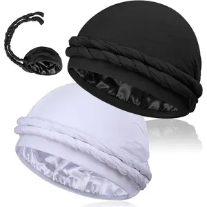 2 Pcs Satin Lined Silky Head Wraps for Men,Head Scarf