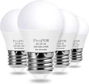 A15 LED Bulb 40 Watt Equivalent, 5W LED Light Bulbs, Soft White 2700K Energy Saving Low Watt Light Bulbs,E26 Base Bulb for Home Bedroom(4 Pack)