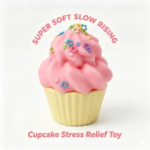 Cute Cupcake Squishy Toy, Safe Silicone Stress Relief Squeeze Toy, Non-Toxic Slow Rising Fidget Toy for Anxiety, Kawaii Dessert Decompression Toy