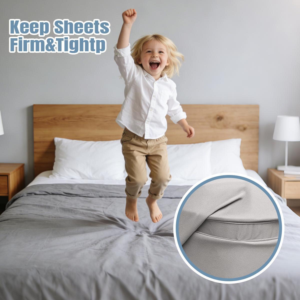 Bed Sheet Holder with Locking Clips, 1 set of 4pcs Bed Sheet Holder Straps Fits Any Size Mattress Keeping The Sheets Firm ，Easy Installation Sheet Clips,Durable Bedding Accessories,New Year's gift, Valentine's Day gift