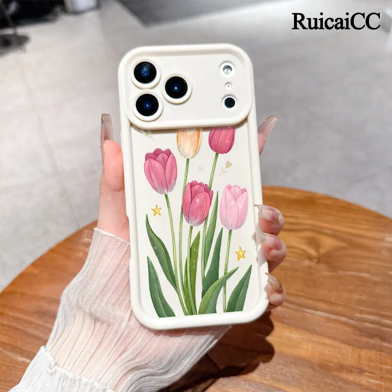 Tulip Flower Star Phone Case for iPhone 17 Pro Max 16 Pro Max 15 Pro 14 13 12 11 Sleek Shockproof Lightweight Cover with Protection Protective iphone 15 pro max case iphone 13 case drop-proof phone case Cellphone Smartphone