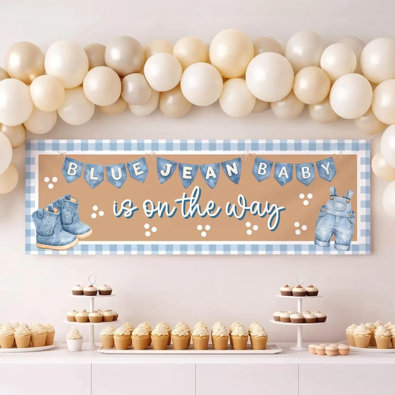 Blue Jean Baby Shower Banner | Denim Boy Party Decor