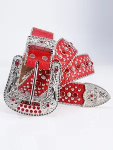 Punk Rhinestone Decor Studded Belt Buckle for Men & Women, Casual Fashion Y2k Western Belt for Galentinesparty & Daily Decoration, 2024 New Trendy Hippie Accessories for Jeans, Short Skirts, Bling Western Belt, Rhinestone Buckles Belt