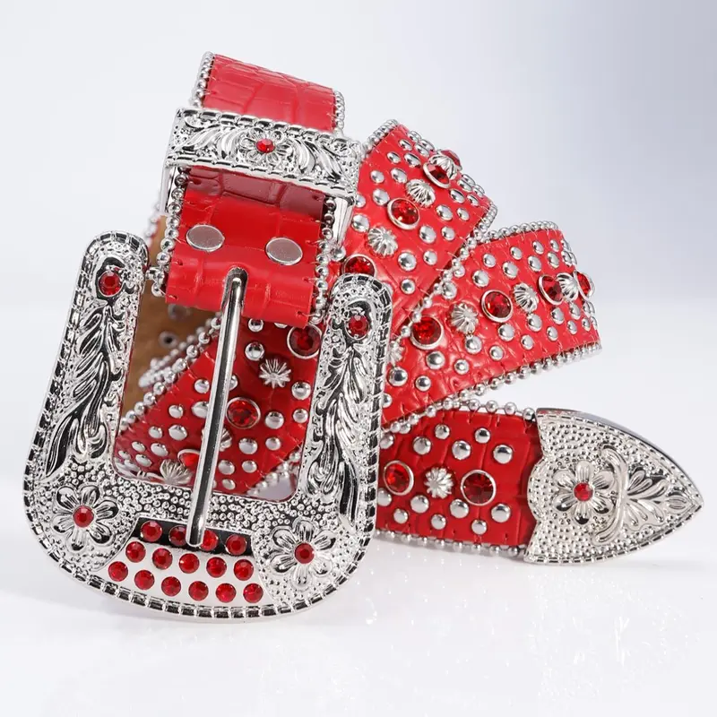 Punk Rhinestone Decor Studded Belt Buckle for Men & Women, Casual Fashion Y2k Western Belt for Galentinesparty & Daily Decoration, New Trendy Hippie Accessories for Jeans, Short Skirts, Rhinestone Buckles Belt, Sparkling Western Belt