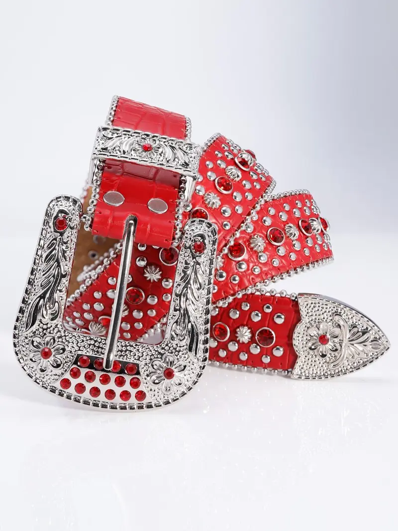 red rhinestone belt - TikTok Shop
