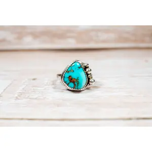 Handmade Royston Turquoise Sterling Silver Ring Size 8