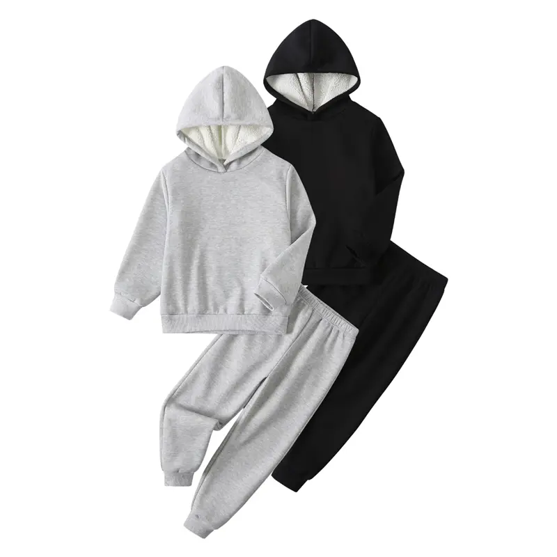 4-piece boys fall/winter new solid color fashion hooded sweater children's long-sleeved trousers casual suit boys' casual sportswear suit Clothes Suits Original Set