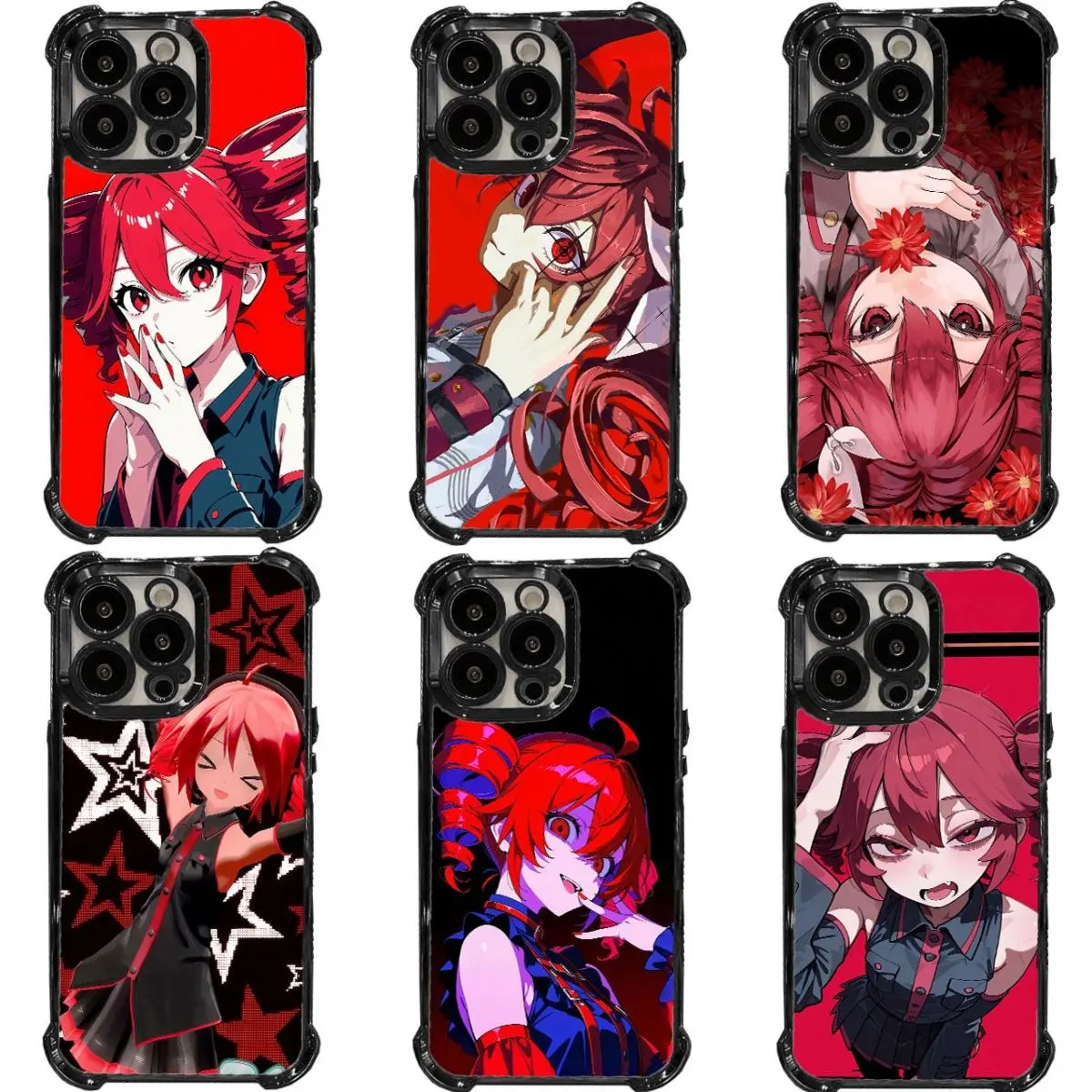 Cool Red Black Kasane Teto UTAU Anime Phone Case For iPhone 17 Pro Max  16 Plus 15 Pro 14 13 12 11 For Samsung Galaxy S26 S25 S24 S23 S22 FE Ultra EDGE Phone Case, Reinforced Corner Bumper Shockproof Cover  #YGSJDFLDM60