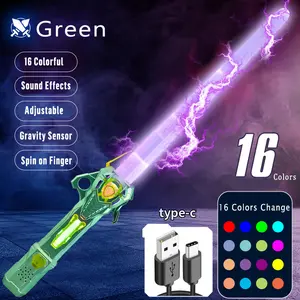 Light up Saber for Kids, RGB 16 Colors Change, USB Rechargeable Light up Saber 2 in 1 Light Sword with Gravity Sensor Sound Effect Flashing saber Flashing Stick Space Sword Toys Christmas gift