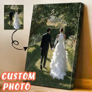 2D Flat Surface, 1pc Custom Photo Framed Canvas Poster- Personalized Wall Art with Surround Frame, Modern/Decorative Style, Ready-to-Hang Horizontal Portrait Print, Suitable Weddings, Anniversaries, Birthdays, Family and Pet Portraits