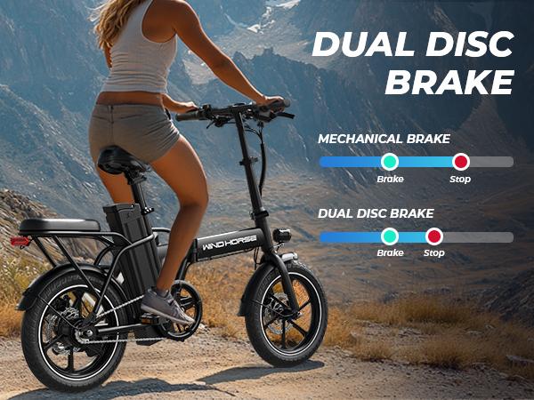 Windhorse W2A Lightweight Folding Electric City Commuter Bike – 16" Step-Over Ebike with Rear Seat, 20 MPH Max Speed, 35 Miles Range Fathersdaygift