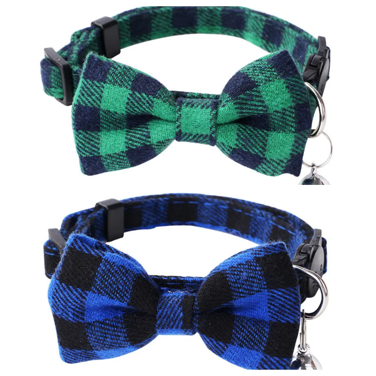Green + blue plaid collar