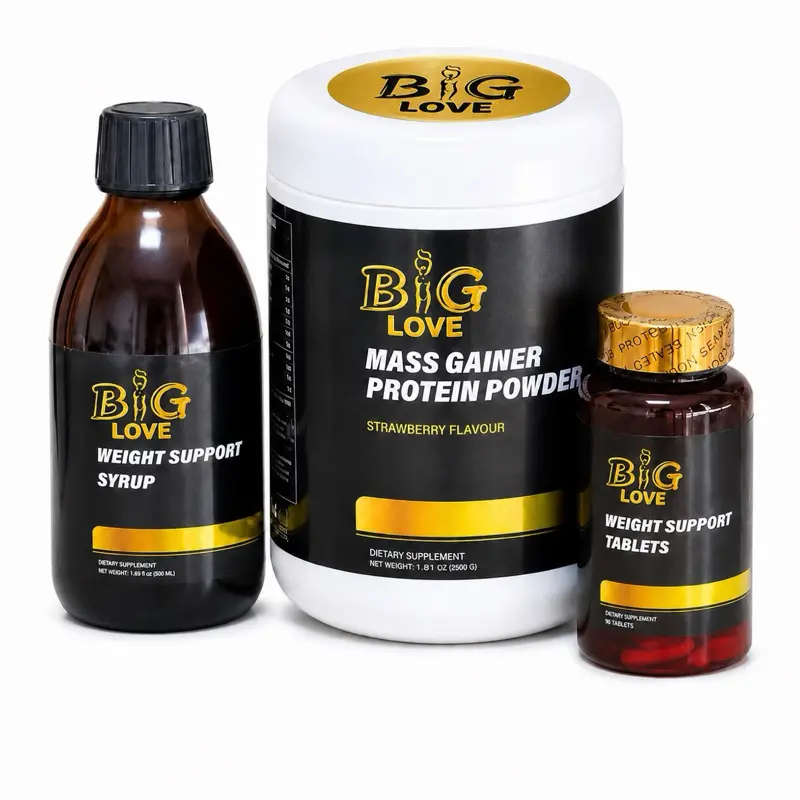 Big Love Nutritional of 3 piece Supplement Bundle - Protein Powder, Dietary Tablets, Nutrient Syrup