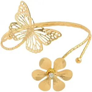 Boho Butterfly Flower Upper Arm Cuff Bangle Coil Bracelet Band Armband for Women