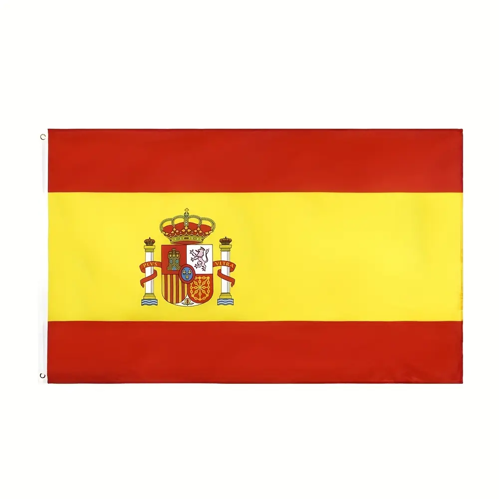Spain National Flag Rectangle Banner - Lightweight Durable Polyester, Fade-Resistant Print, Easy to Clean, Hand-Adjustable, Balcony Decor, Party Supply, All-Season Outdoor/Indoor Display Pride Gift