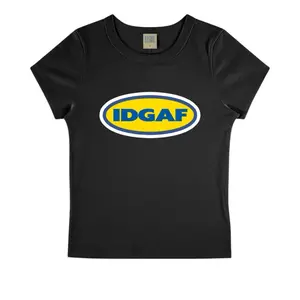 idgaf baby tee – viral women’s baby tee • trendy Y2K aesthetic crop top • edgy graphic fitted tee
