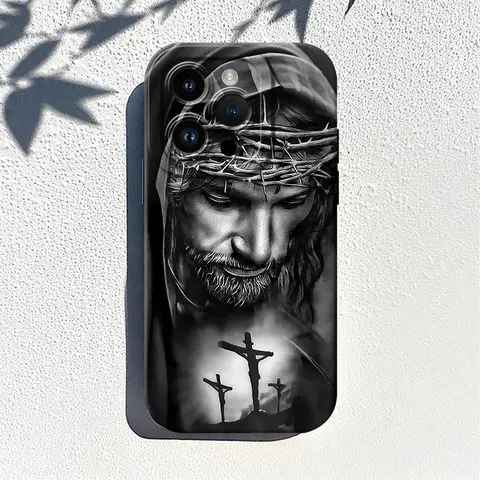 Jesus Cross Pattern Soft Silicone Smartphone Case - Shockproof, Scratch-Resistant Full Protection Accessory with Flexible TPU Cushions, Precise Cutouts for Everyday Bumps, Multi-Model Fit for iPhone 18 17 17E 16 16E 15 Pro Max 14 13 12 11 X Plus Air Mini