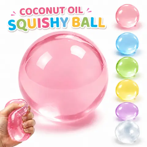 Coconut Oil Squishy Stress Ball, Moldable Non-Rebound Sensory Fidget Toy, Soft Handmade Squeeze Ball for Stress Relief, Flexible  Squishy Toy for Adults and Teens, 1 Count  ：