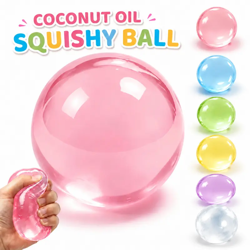 Coconut Oil Squishy Stress Ball, Moldable Non-Rebound Sensory Fidget Toy, Soft Handmade Squeeze Ball for Stress Relief, Flexible  Squishy Toy for Adults and Teens, 1 Count  ：