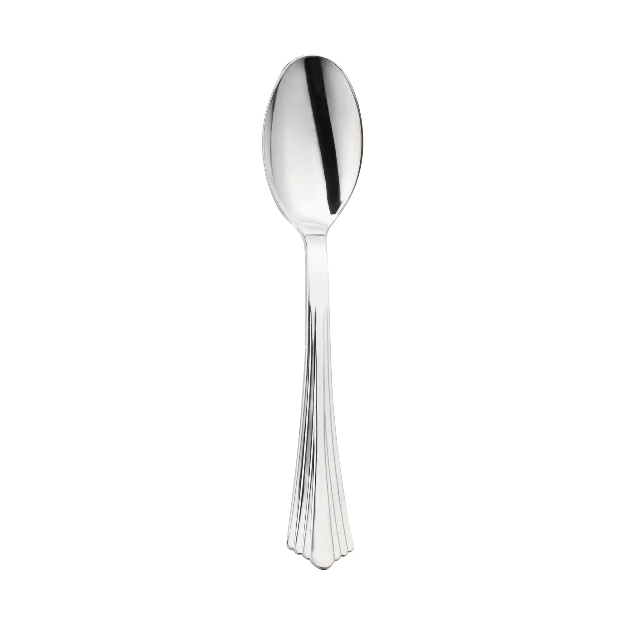 Shiny Metallic Groove Silver Plastic Spoons