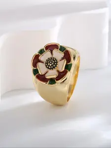 Vintage Fashion Rose & White Rose Design Ring, Fashion Jewelry for Party, Daily Clothing Decor, Trendy All-match & Exquisite Jewelry for Birthday Gift