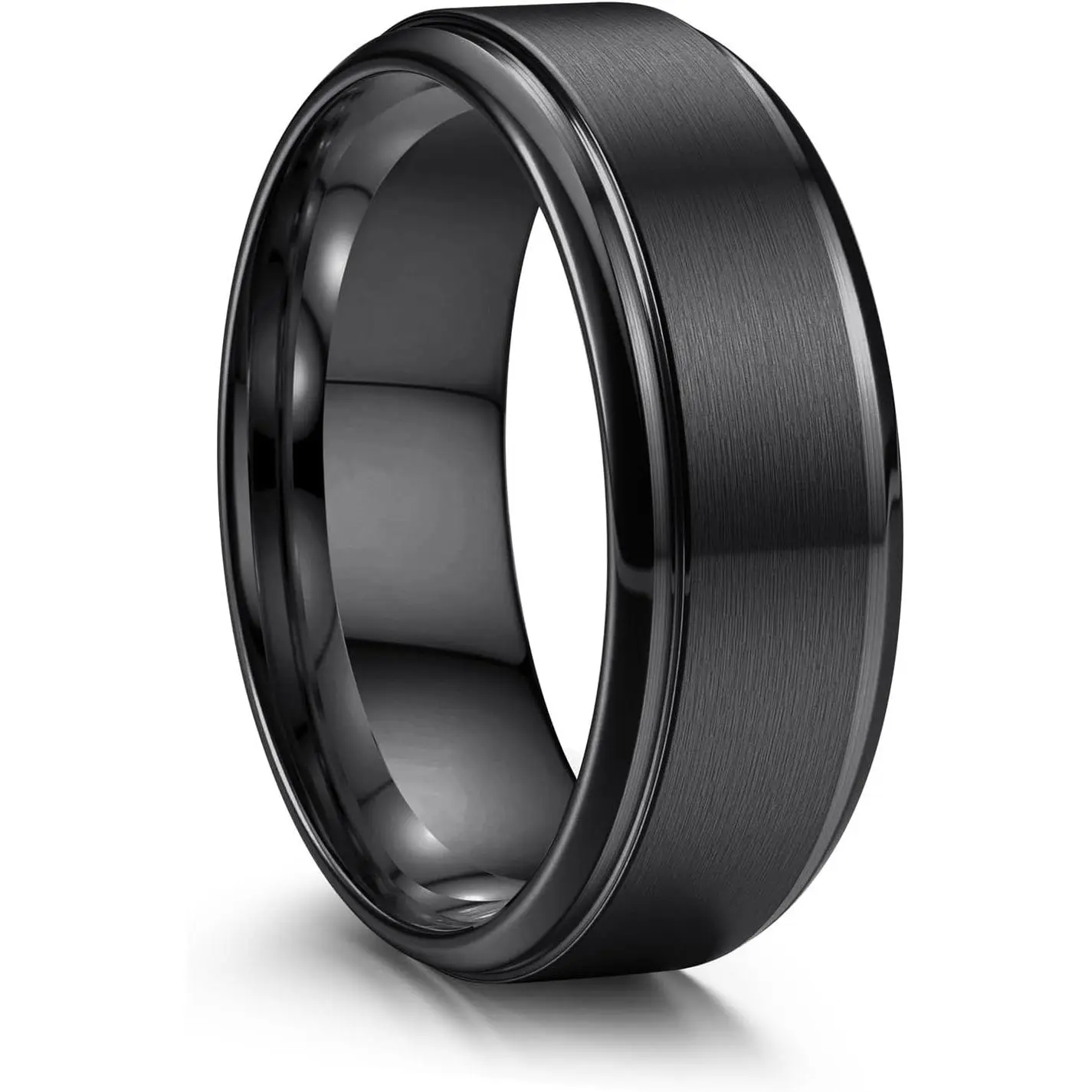 Unisex 8MM Stainless Steel Solid Matte Round Band Rings - Polished Edges, Metal Coating, Stackable, Silver/Black/Gold, Sizes 6-14, Itafushi Brillify Cubic Zirconia, Waterproof Workout Jewelry for Anniversary, Birthday