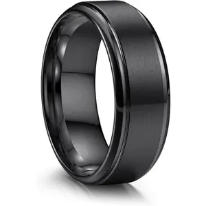 Stainless Steel Wedding Rings for Men Women 8MM Mens Wedding Band Silver/Black/Gold Engagement Mens Rings, Matte Surface Polished Edge Men Ring Jewelry Comfort Fit 6-14 Minimalist Stackable Band Ring itafushi  matching  rings brillify  jewelry cubic parit