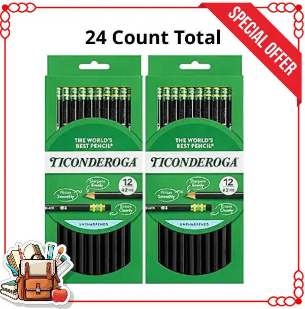 24 Pack Black No. 2 HB Wooden Pencils, Unsharpened Writing & Drawing Pencils, Back to School Supplies for Students & Classroom
